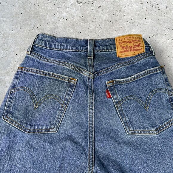Levi’s 501 Jeans Straight Leg Distressed Blue Denim Western Men's Size 24x30 - Picture 3 of 12